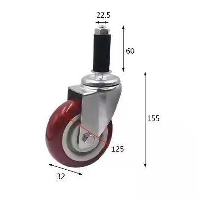 5 Inch Expansion Insert Casters Without Brake Insertion Caster Industry Caster Wheels Pvc Pu Rubber Tpr ESD Caster Wheel