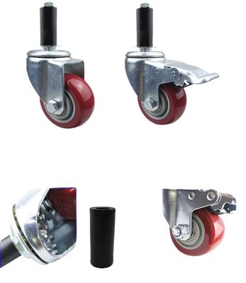 3inch Lean tube casters expansion universal wheel compound wire rod round tube rod brake wheel