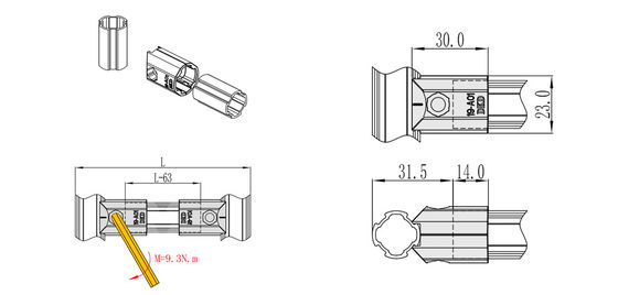 DYJ19-A01 Outer Straight Connector For Aluminium Alloy Lean Pipe Tubes